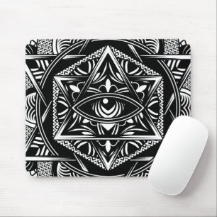 Vintage Egypt Travel Ancient Eye Mandala Black Mouse Mat