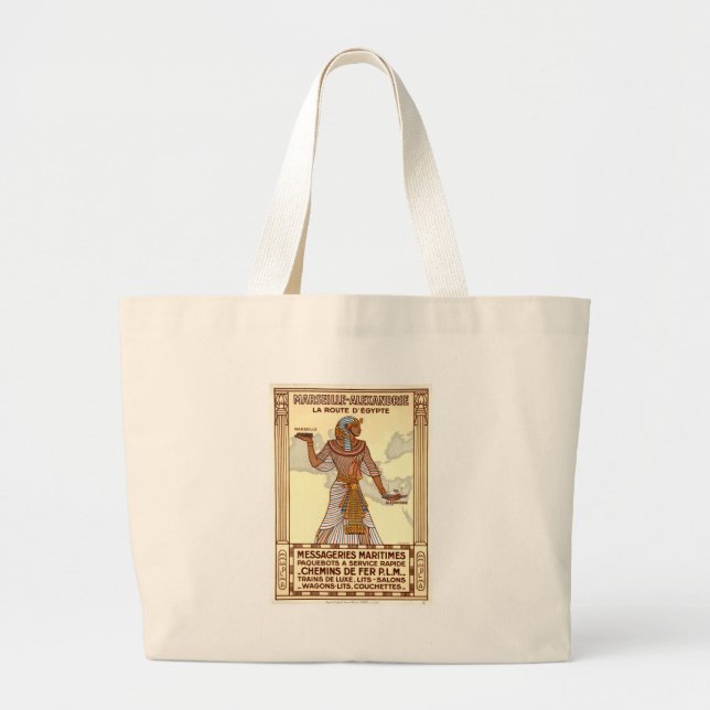 Vintage Egypt Travel Large Tote Bag (Front)