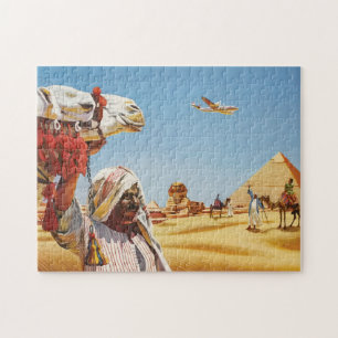 Vintage Egypt Travel Poster, Pyramid, Sphinx Jigsaw Puzzle