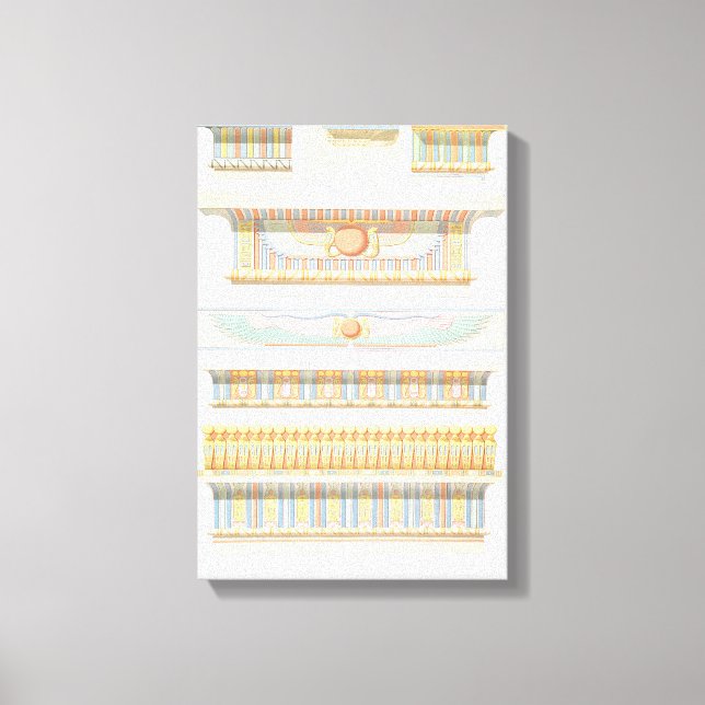 Vintage Egyptian Architecture Coloured Line Art  Canvas Print (Front)