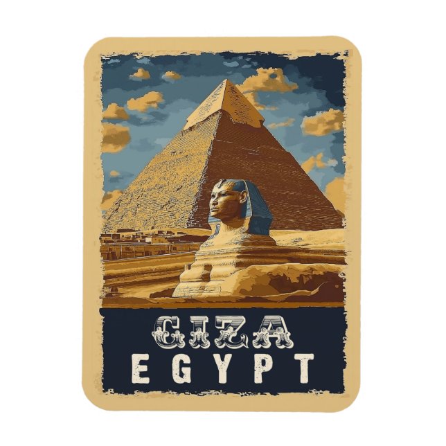 Vintage Egyptian : Great Pyramid of Giza Travel  Magnet (Vertical)