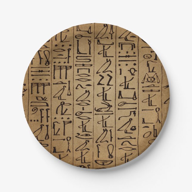 Vintage Egyptian Hieroglyphics Paper Print Paper Plate (Front)