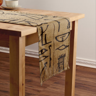 Vintage Egyptian Hieroglyphics Paper Print Short Table Runner