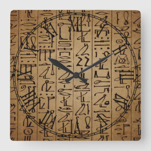 Vintage Egyptian Hieroglyphics Paper Print Square Wall Clock