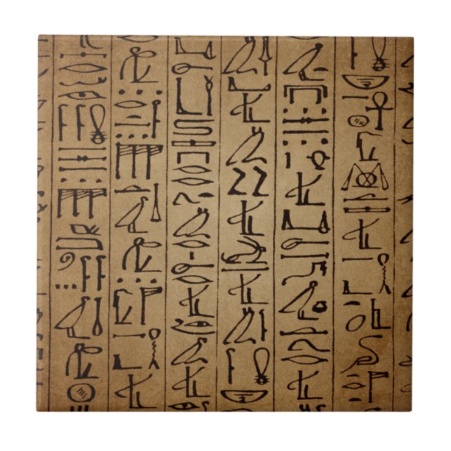 Vintage Egyptian Hieroglyphics Paper Print Tile (Front)