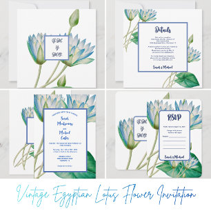Vintage Egyptian Lotus Flower Invitation