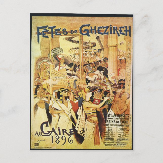 Vintage Egyptian Themed railway print Postcard (Front)