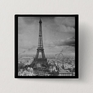 Vintage Eifel Tower Paris France  1889 15 Cm Square Badge