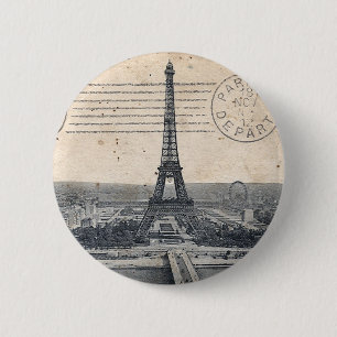 Vintage Eiffel Tower 6 Cm Round Badge