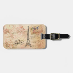 Vintage Eiffel Tower Art Luggage Tag