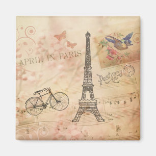 Vintage Eiffel Tower Art Magnet