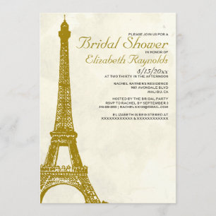Vintage Eiffel Tower Bridal Shower Invitations