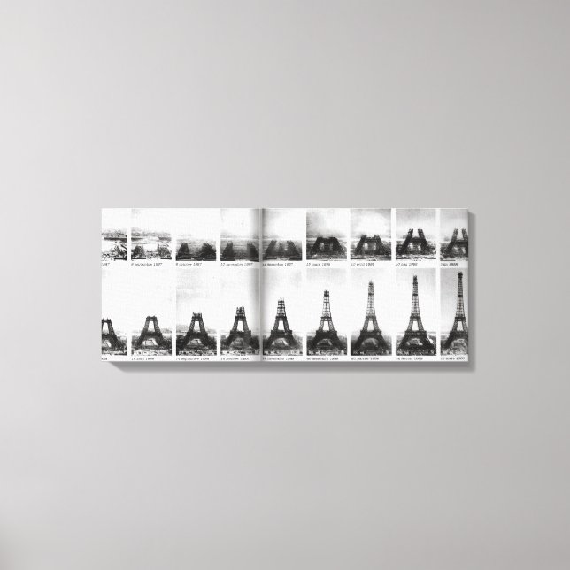 Vintage Eiffel Tower construction photo Paris Canvas Print (Front)