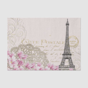 Vintage Eiffel Tower Flower Paris Decoupage Tissue Paper