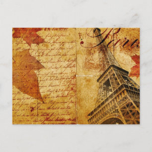 Vintage Eiffel Tower Lettering Postcard