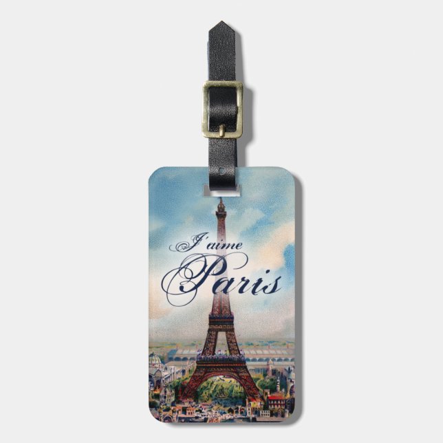 Vintage Eiffel Tower Luggage Tag (Front Vertical)