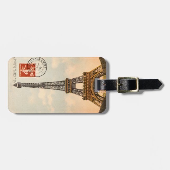 Vintage Eiffel Tower Luggage Tag (Front Horizontal)
