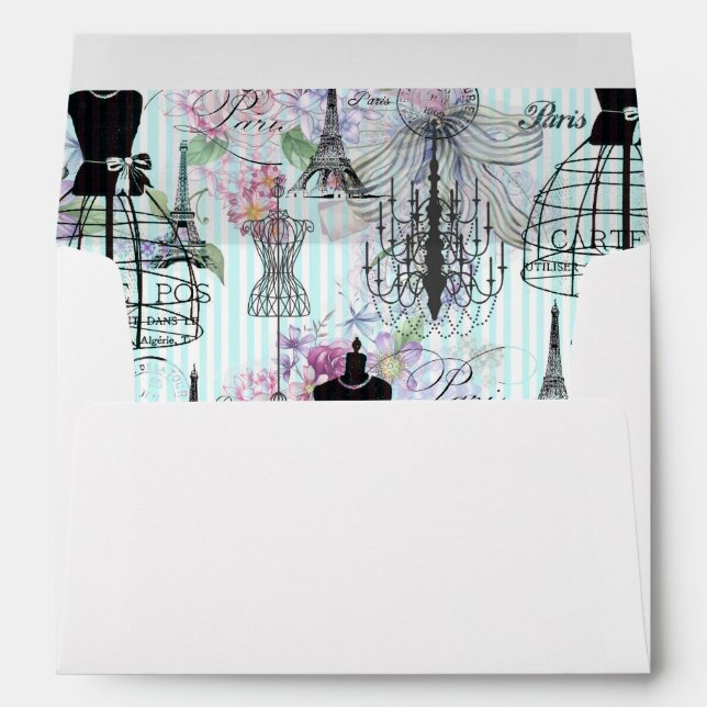Vintage Eiffel Tower mannequin floral collage Envelopes (Back (Bottom))