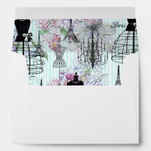 Vintage Eiffel Tower mannequin floral collage Envelopes