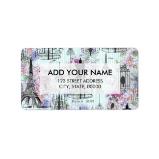 Vintage Eiffel Tower mannequin floral collage Label
