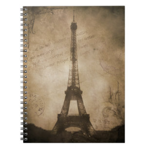 vintage eiffel tower notebook