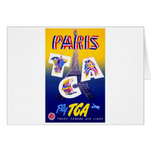 Vintage Eiffel Tower Paris Air Travel Advertising