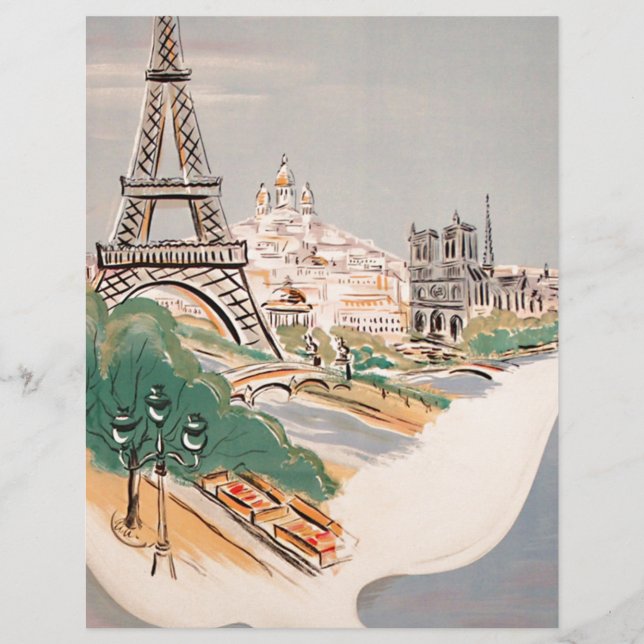 Vintage Eiffel Tower Paris Air Travel Advertising (Front)