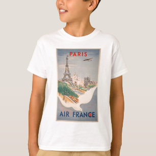 Vintage Eiffel Tower Paris Air Travel Advertising T-Shirt