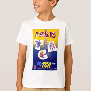 Vintage Eiffel Tower Paris Air Travel Advertising T-Shirt