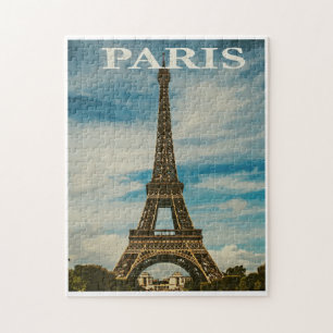 Vintage Eiffel Tower Paris Europe Travel Photo Jigsaw Puzzle