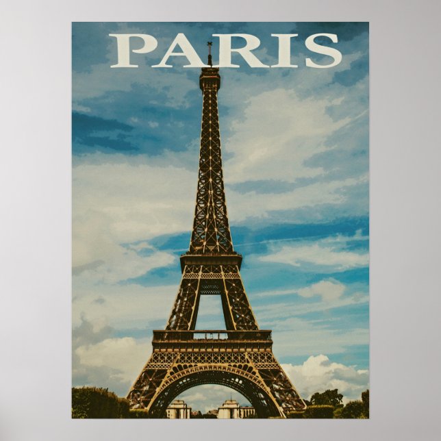 Vintage Eiffel Tower Paris Europe Travel Photo Poster (Front)