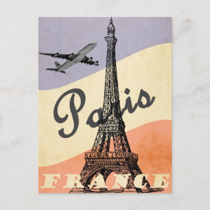 Vintage Eiffel Tower Paris European Air Travel Postcard