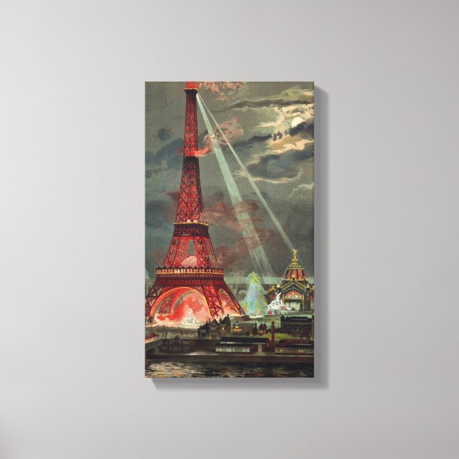 Vintage Eiffel Tower Paris France Canvas Print (Front)