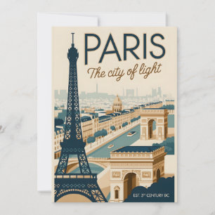 Vintage Eiffel Tower Paris France Retro Travel Holiday Card