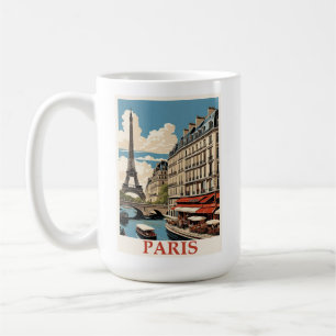Vintage Eiffel Tower Paris France Seine Cafe Coffee Mug