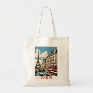 Vintage Eiffel Tower Paris France Seine Cafe Tote Bag
