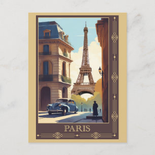 Vintage Eiffel Tower Paris France Travel Postcard