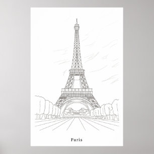 Vintage Eiffel Tower Paris France Wall Art Poster