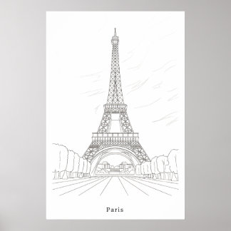 Vintage Eiffel Tower Paris France Wall Art Poster