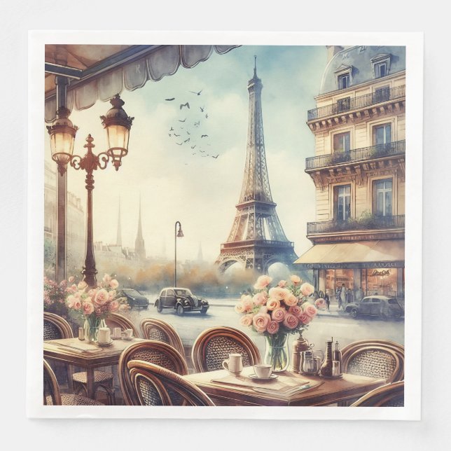 Vintage Eiffel Tower Paris Painting Napkin (Front)
