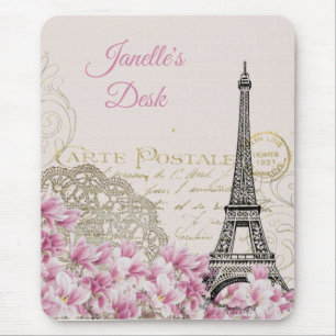 Vintage Eiffel Tower Paris Postcard Mouse Mat