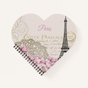 Vintage Eiffel Tower Paris Postcard Notebook