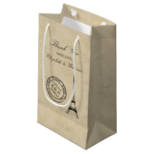 Vintage Eiffel Tower Paris Postmark Wedding Favour Small Gift Bag