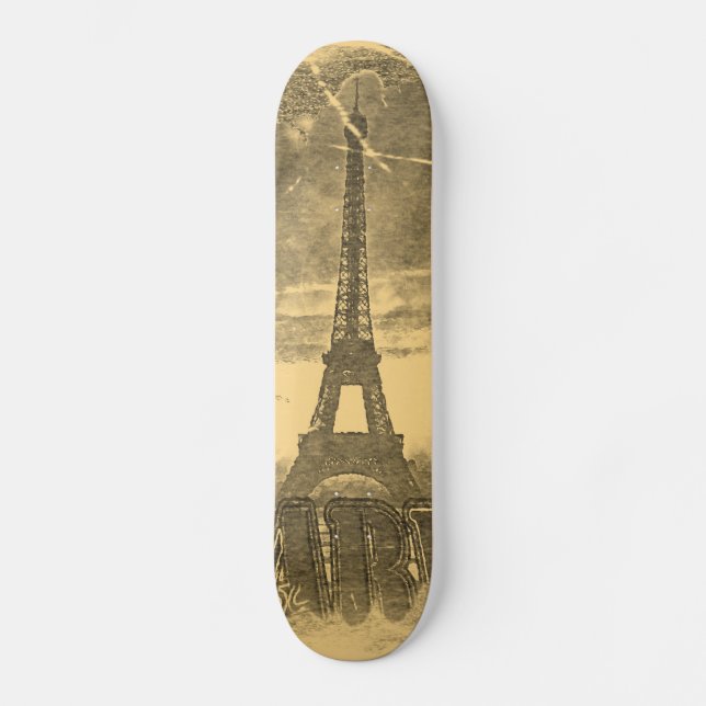 Vintage Eiffel Tower Paris Skateboard (Front)