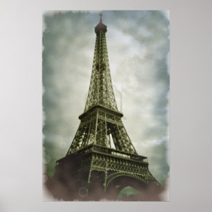 Vintage Eiffel Tower Paris Travel Poster