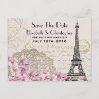 Vintage Eiffel Tower Parisian Style Save The Date