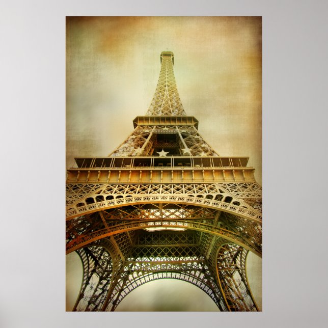 Vintage Eiffel Tower Photograph Poster (Front)