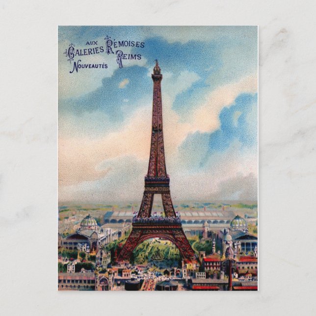 Vintage Eiffel Tower Post Card Paris (Front)