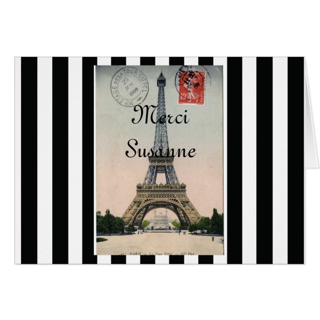 Vintage Eiffel Tower Postcard (Front Horizontal)