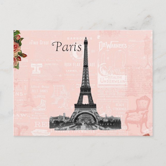 Vintage Eiffel Tower Postcard (Front)